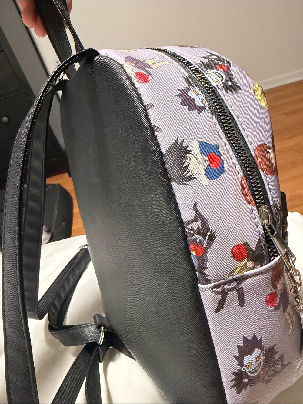 Hot Topic Lavender Death Note Mini Backpack with Character Print - Picture 4 of 7